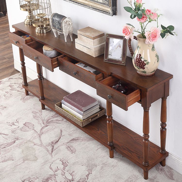 Mid-Century Modern Rectangle Accent Table Wood Sofa Console Table for Hall