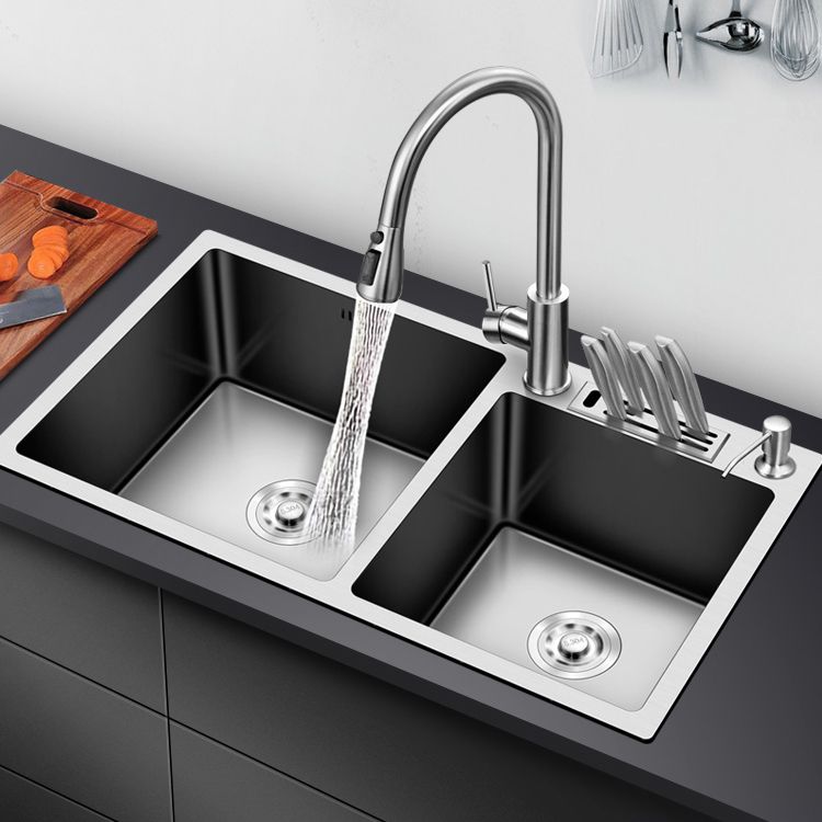 Modern Style Kitchen Sink Stainless Steel Drop-In Kitchen Double Sink