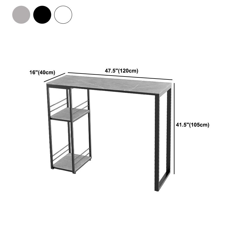 Industrial Stone Bar Dining Table Rectangle Bar Dining Table with Sled Base