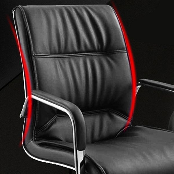 No Wheels Modern Conference Chair Fixed Arms Leather Management Conference Chair