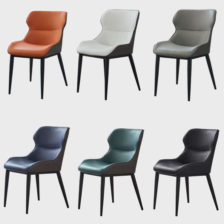 Modern Conference Room Wingback Side Chair Matte Finish Leather Dining Chair