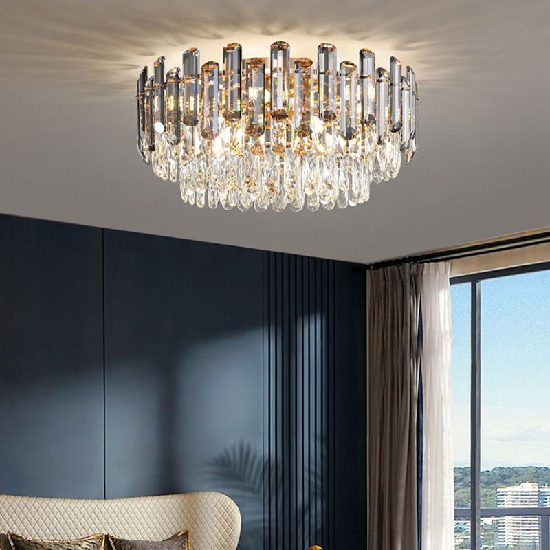 Modern Ceiling Lamp Household Crystal Flush Mount Light Fixture for Bedroom