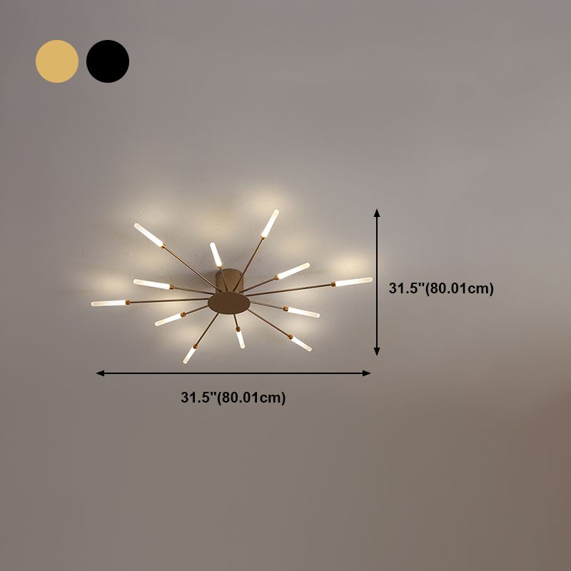 Modern Style Linear Shade Ceiling Lamp Metal 1 Headed Ceiling Lighting for Living Room