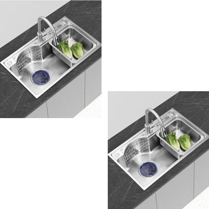 Stainless Steel Kitchen Sink 2 Holes Overflow Hole Design Drop-In Kitchen Sink