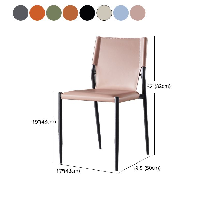 Industrial Style Armless Solid Back Chair Leather Dining Chairs