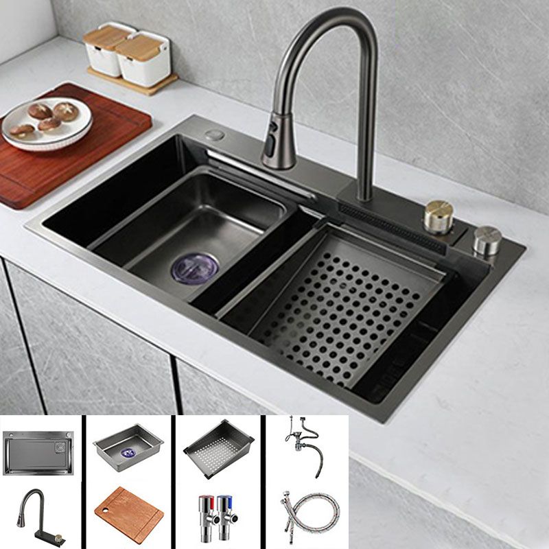 Modern Kitchen Sink Stainless Steel with Accessories Faucet Cutting-Board Prep Station