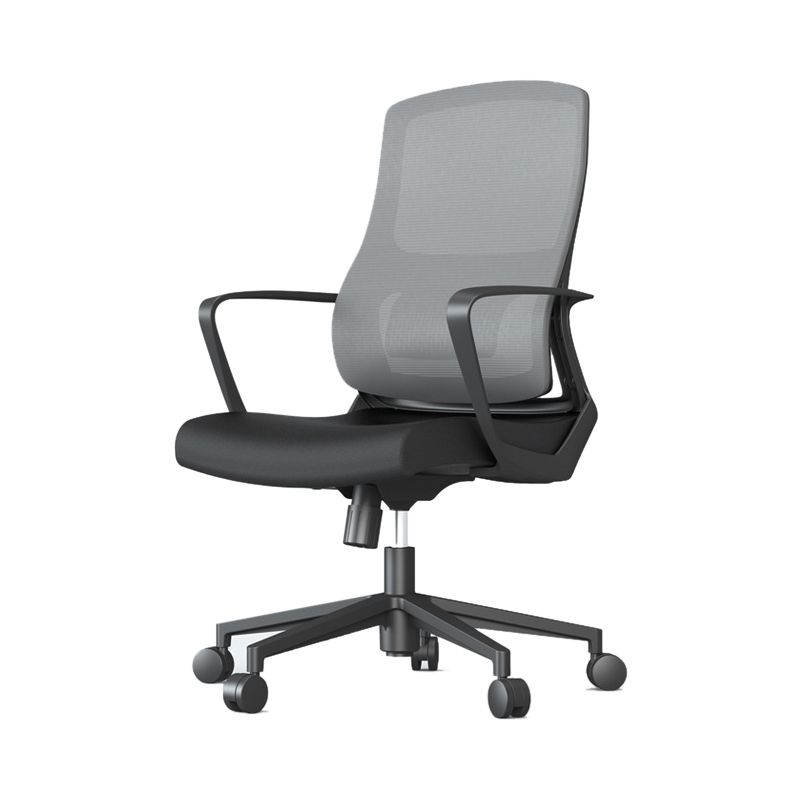 Contemporary Wheels Office Chair Microfiber Black Task Mid-Back Chair