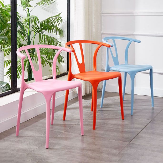 Modern Style Stackable Chair Dining Armless Chair with Plastic Legs for Kitchen