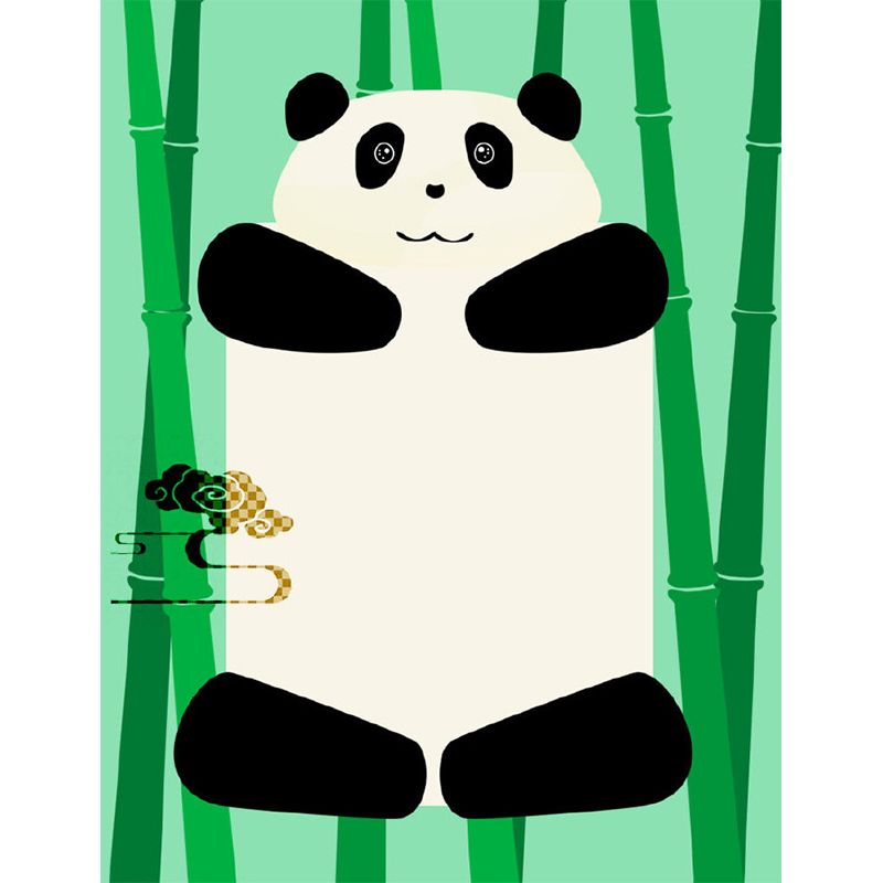 Green Panda Wall Paper Murals Stain Proof Cartoon Kids Bedroom Wall Decor, Non-Woven