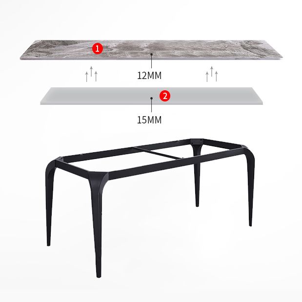 Sintered Stone Dining Table Industrial Style 4 Legs Base Table for Dining Room