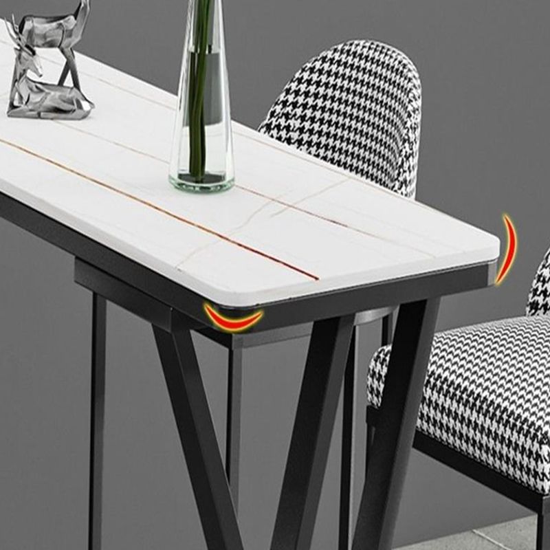 Matte Finish Stone Top Pub Table with Metal Base for Dining Room