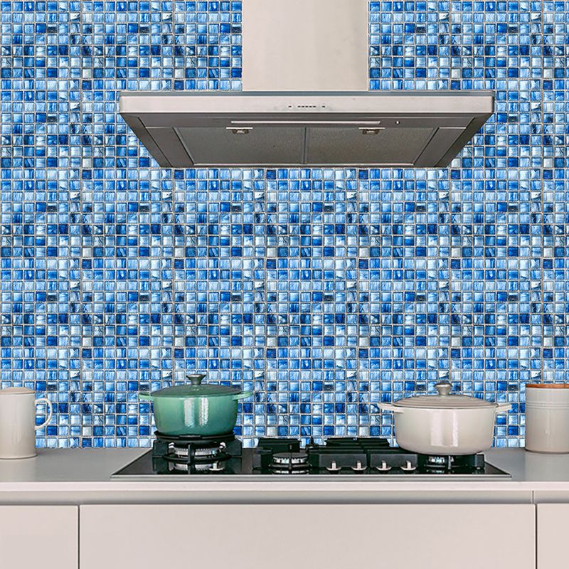 Gradient Blue Mosaics Wallpaper Panels 10 Pcs Tiles Modern Self Sticking Wall Decor for Home