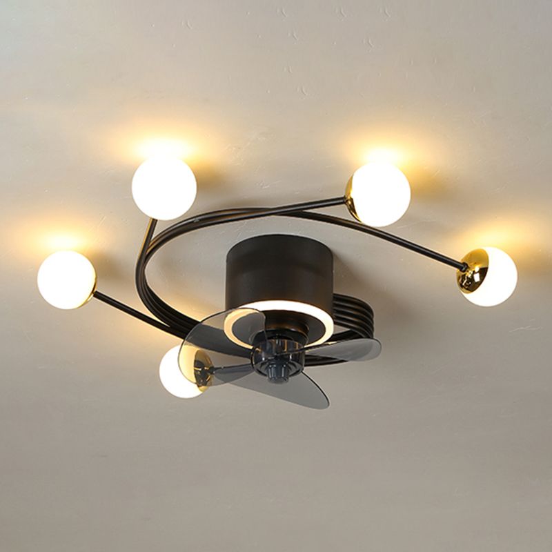 Nordic Style Ceiling Fan Lamp Acrylic Shade LED Ceiling Fan Light for Bedroom