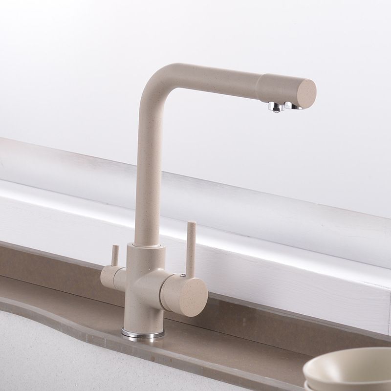 Modern Pure Color Kitchen Faucet with Handles and Supply Lines Bar Faucet