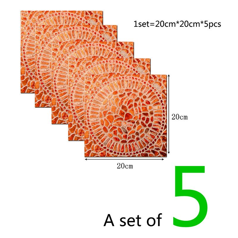 Orange Circles Wallpaper Panels Peel and Paste Wall Covering for Kitchen (10 Pieces)