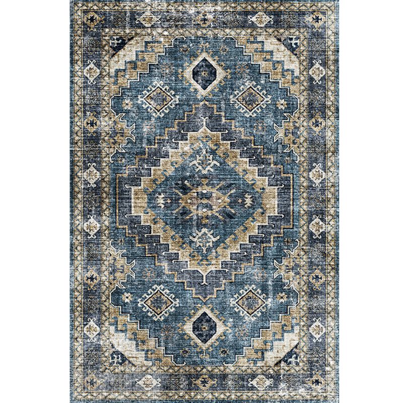 Moroccan Style Print Rug Multicolor Polyester Carpet Anti-Slip Pet Friendly Machine Washable Rug for Family Room