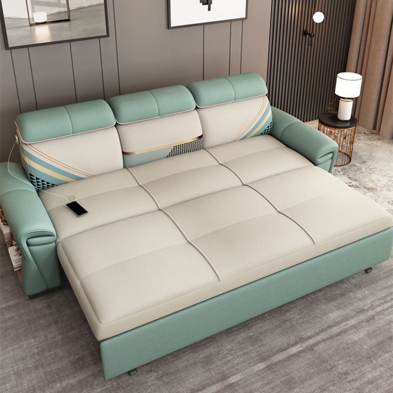 No Distressing Sofa Bed Faux Leather Water Resistant Sleeper Sofa with Storage