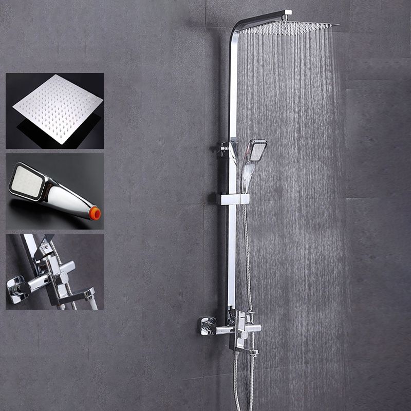 Modern Dual Shower Head Shower System Slide Bar Included Shower Set Wall Mounted