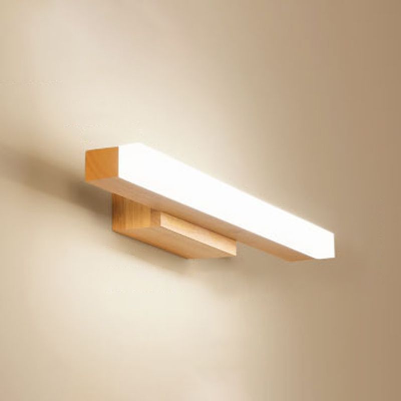 Rectangular Vanity Wall Light Nordic Minimalist Style Wood Single Vanity Light