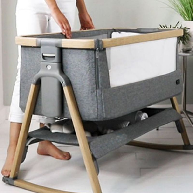 Modern Foldable Bedside Sleeper Toddler Cradle with Storage Shelf