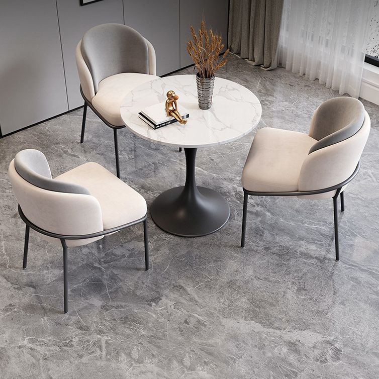 Scandinavian Dining Table Set with Marble Dining Table and Cushion Chairs