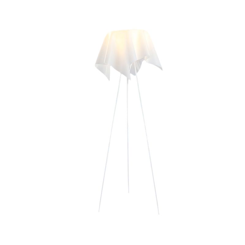 White Handkerchief Shape Floor Light Simplicity 1 Head Acrylic Tri-Leg Standing Lamp for Bedside