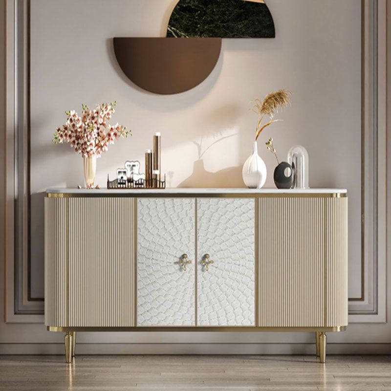 Glam Sideboard Marble Storage Sideboard Buffet with Doors for Dining Room