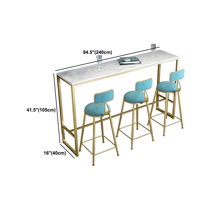 Stone Bar Dining Table Glam Rectangle Bar Table with Trestle for Dining Room