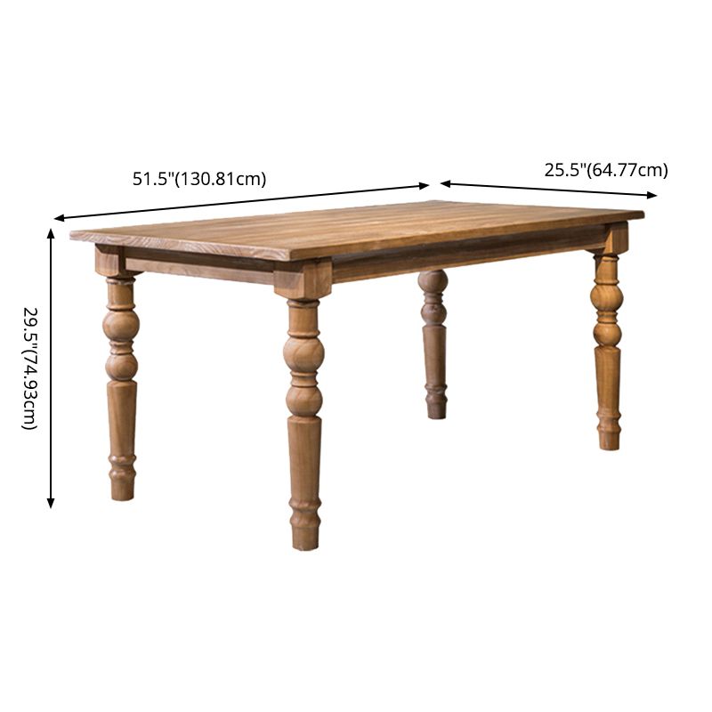 Set da pranzo in legno massiccio in stile fattoria con tavolo a forma di rettangolo e base a 4 gambe per uso domestico