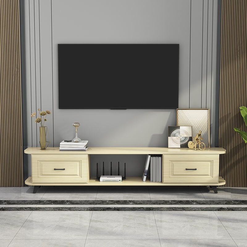 Contemporary TV Media Console Open Storage Wooden TV Console for Living Room