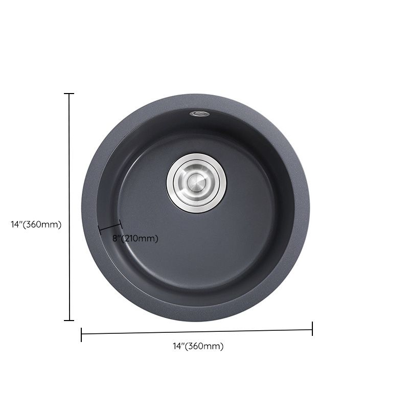 Black Round  Kitchen Sink Contemporary Drop-In 1 Holes Single Bowl Sink