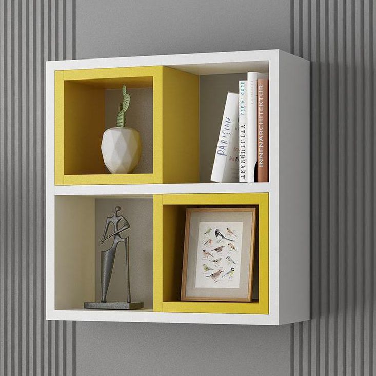 Contemporary Wood Bookcase Wall Mounted Closed Back Bookshelf for Home Office