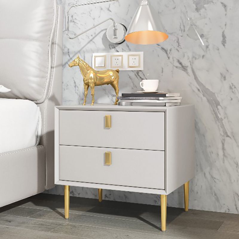 Solid Wood Bed Nightstand Glam Bedside Cabinet with 2-Drawer