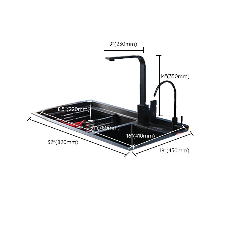 Modern Kitchen Sink Stainless Steel 2 Holes Drop-In Wear-resistant Kitchen Sink