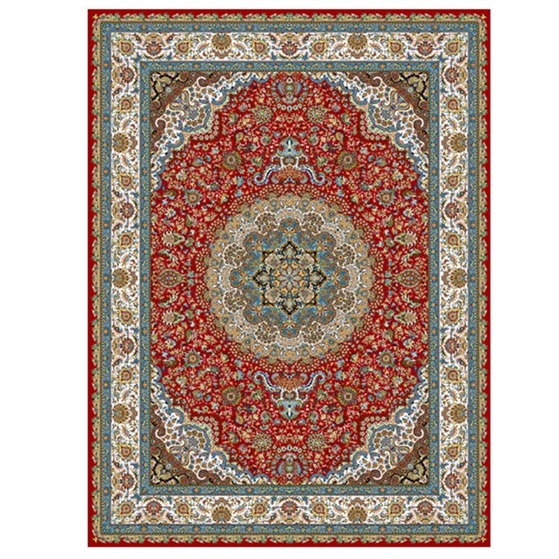 Multi Color Oriental Rug Cotton Blend Floral Printed Area Carpet Non-Slip Backing Pet Friendly Indoor Rug for Living Room