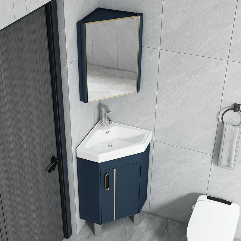 Triangular Vanity Set Single Sink Glam Corner Vanity with Soft Close Door