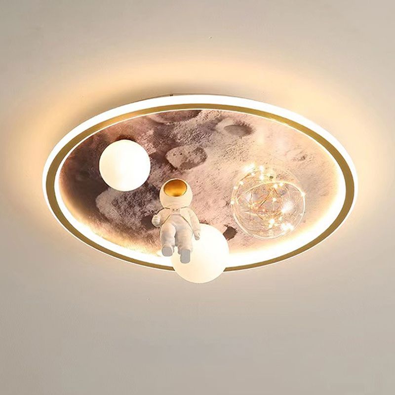 LED Modern Metal Flush Mount Ball Shape Ceiling Light with Acrylic Shade for Living Room