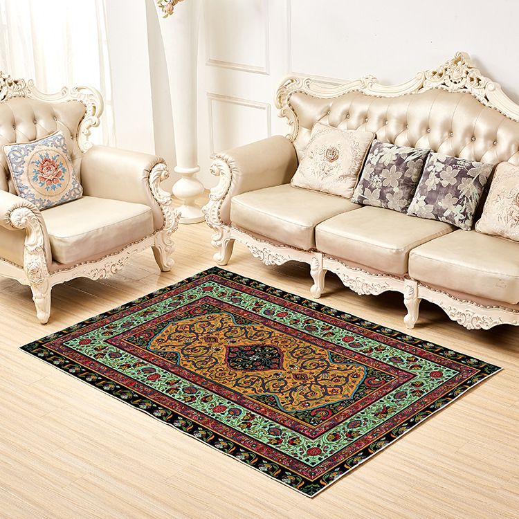 Shabby Chic Decor Rug Multi-Colored Floral Print Rug Synthetics Non-Slip Backing Washable Area Carpet