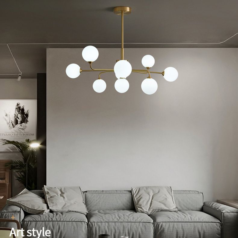 Simplicité moderne Spoutnik Pendant lustre Opal Verre Hanging Lightture pour le salon