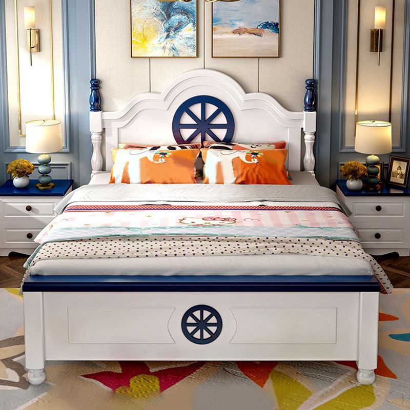 Coastal Style Kid Bed Panel Headboard Standard Bed Solid Wood