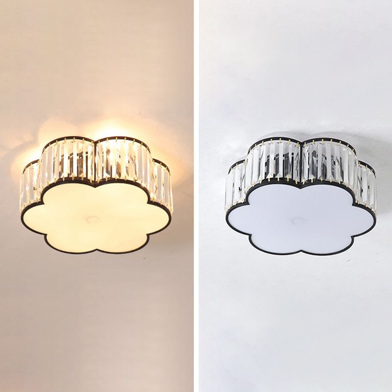 Modern Geometric Flush Ceiling Light Crystal 4 Lights Flush Mount Light