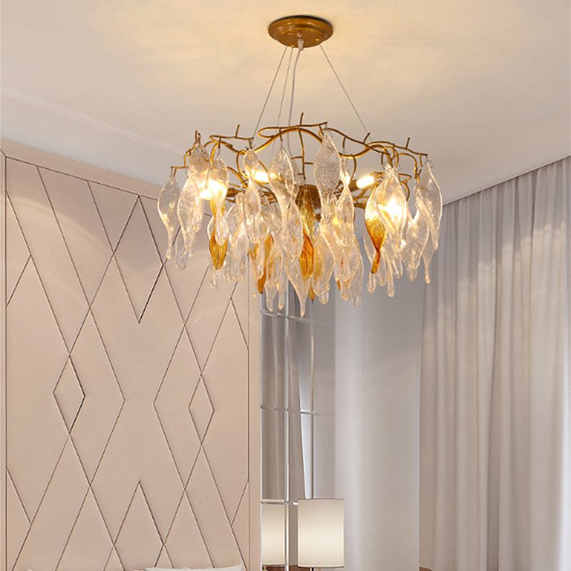 Crystal Spiral Chandelier Lighting Modern 6 Lights Gold LED Hanging Pendant for Dining Room