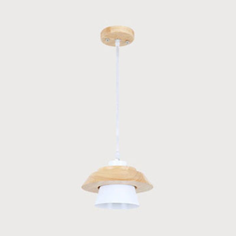 Wood Minimalism Hanging Ceiling Light Cone Pendant Light for Dining Room