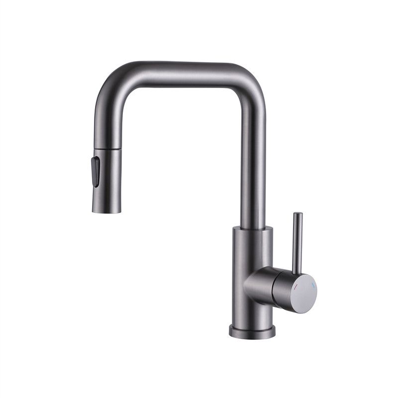 Kitchen Faucet Lever Handle Pull-out Single Hole Brass Faucet