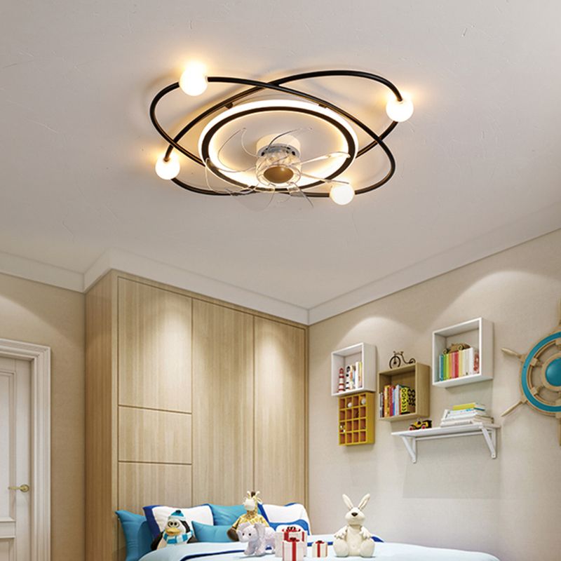 Modern Metal LED Ceiling Fan Light Creative Flush Mount Light for Living Room