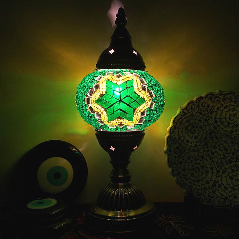 Turkish Mosaic Table Lamp Vintage Style Glass Lamp Shade Desk Lamp Fixture