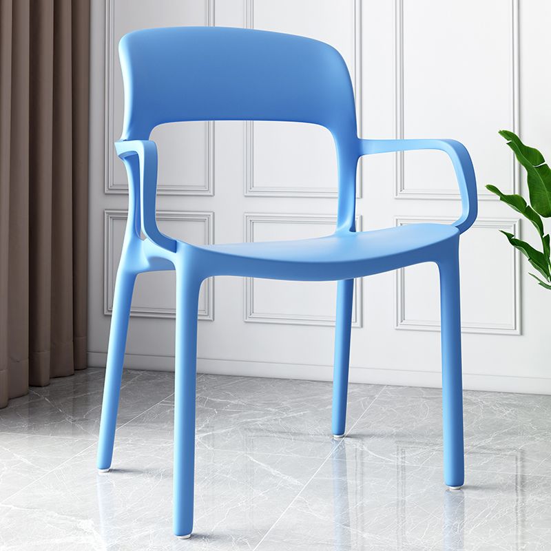 Scandinavian Study Room Open Arm Chair Matte Finish Plastic Dining Chair