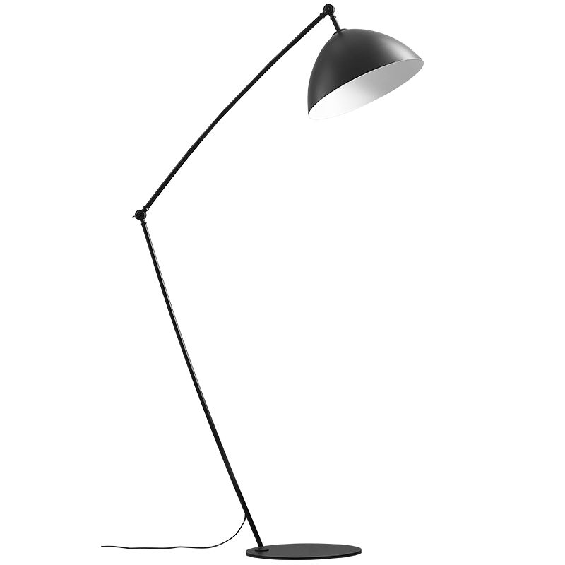 1 Head Bowl Floor Standing Light Industrial Black Metal Floor Lamp with 2-Joint Swing Arm