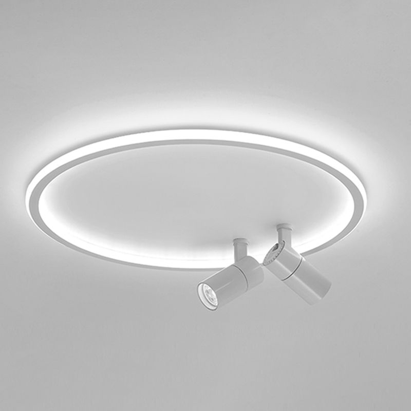 2-Light LED Semi Flush Mount in Modern Simplicity Circular Acrylic Ceiling Light in White