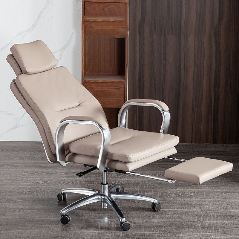 Modern Style Executive Chair Leather Upholstered Office Chair with Fixed Arms